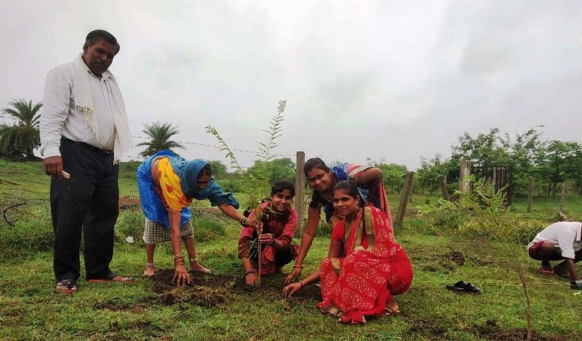 ग्रामवासियों ने स्वप्रेरणा से चारागाह में श्रमदान करते हुए पौधे लगाए