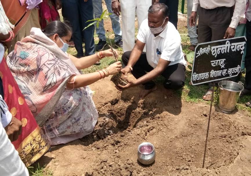 राजनांदगांव  : विधायक खुज्जी श्रीमती छन्नी साहू ने ग्राम भर्रीटोला ब में किया पौधरोपण