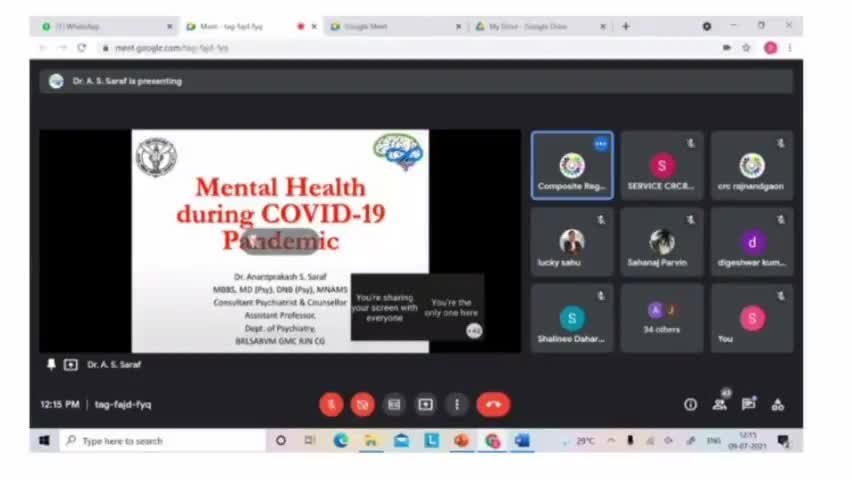 सीआरसी में मेंटल हेल्थ को मजबूत करने के लिए हुआ ऑनलाईन वेबिनार