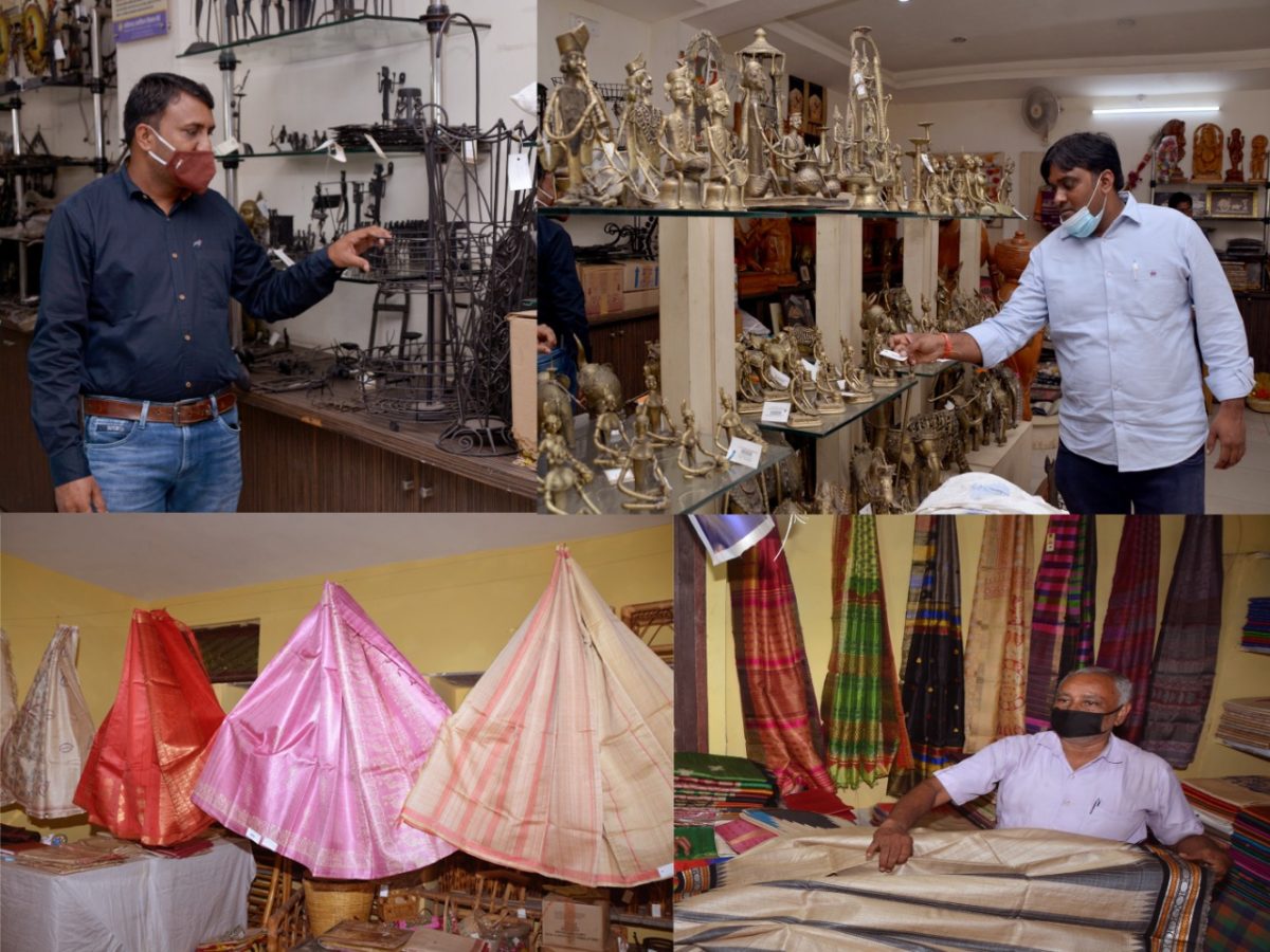 रायपुर :  पंडरी हाट में लगी हाथकरघा और हस्तशिल्प कला प्रदर्शनी बना आकर्षण का केन्द्र :  लोगों को लुभा रहे हैं पारंपरिक हाथकरघा वस्त्र और ग्रामोद्योग के उत्पाद