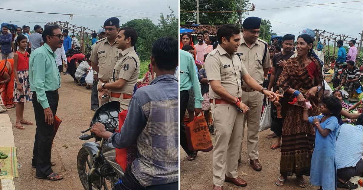 साप्ताहिक सब्जी बाजार पहुंचे पुलिस अधीक्षक, ग्रामीणों से जाना हाल