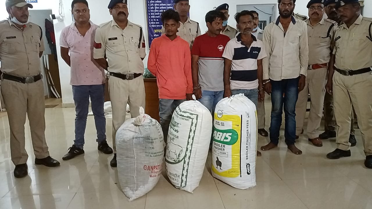 सब्जी कैरेट में गांजा तस्करी करने वाले पकड़े गए: 4 लाख के गांजे के साथ 4 गिरफ्तार