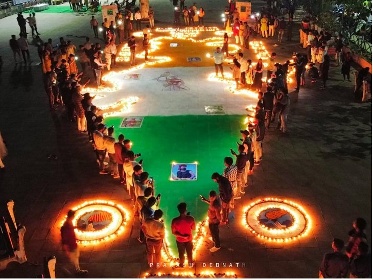 अरपा तट पर 11 हजार दीयों से बनाया गया देश का नक्शा