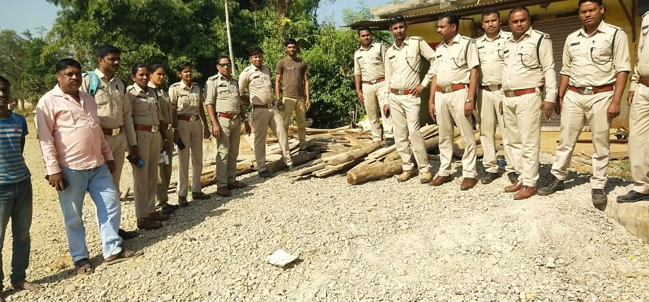 दो आरोपियों के घर 170 नग सागौन आदि लकड़ी के चिरान की जब्ती