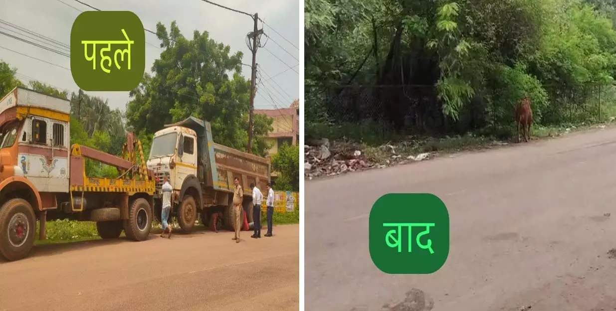 दुर्ग: यातायात पुलिस ने सड़क पर खड़ी कंडम गाड़ियों के खिलाफ की कार्रवाई!