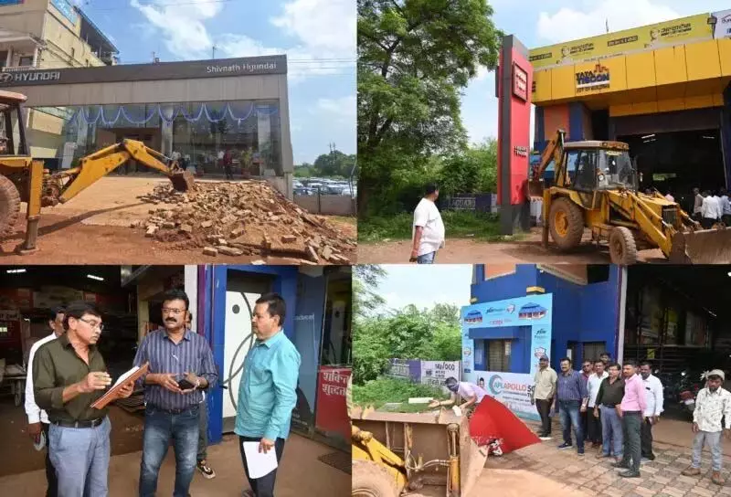 भिलाई: नेशनल हाईवे से लगे शोरूम और स्टील ट्रेडर्स की दुकानों पर अतिक्रमण हटाने की कार्रवाई, निगम ने दिखाई सख्ती!