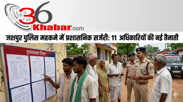 जशपुर पुलिस विभाग में बड़ा फेरबदल: 11 अधिकारियों का तबादला, जानें आपके थाने का नया प्रभारी